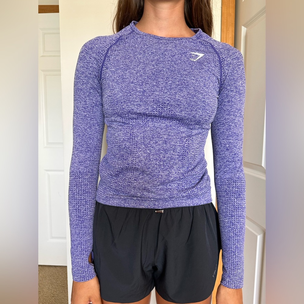Gymshark long sleeve, purple ish blue athletic top